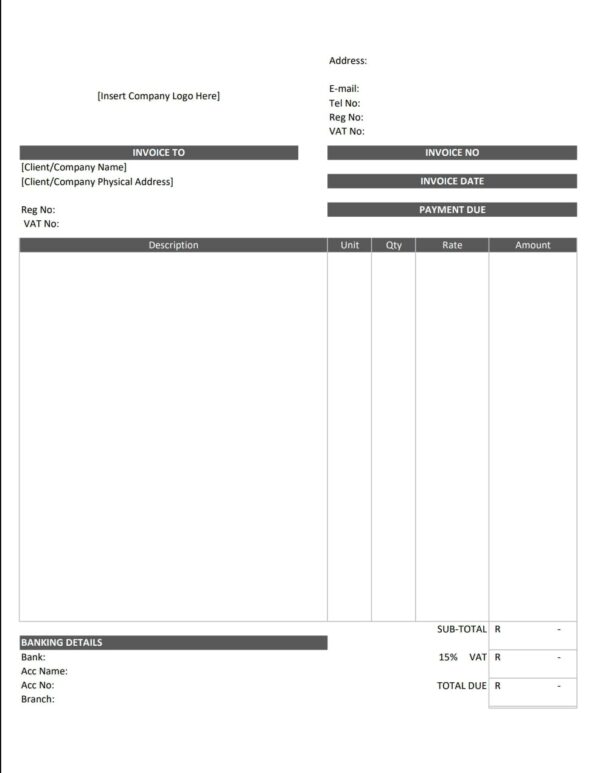 Automated Invoice Template (South Africa)