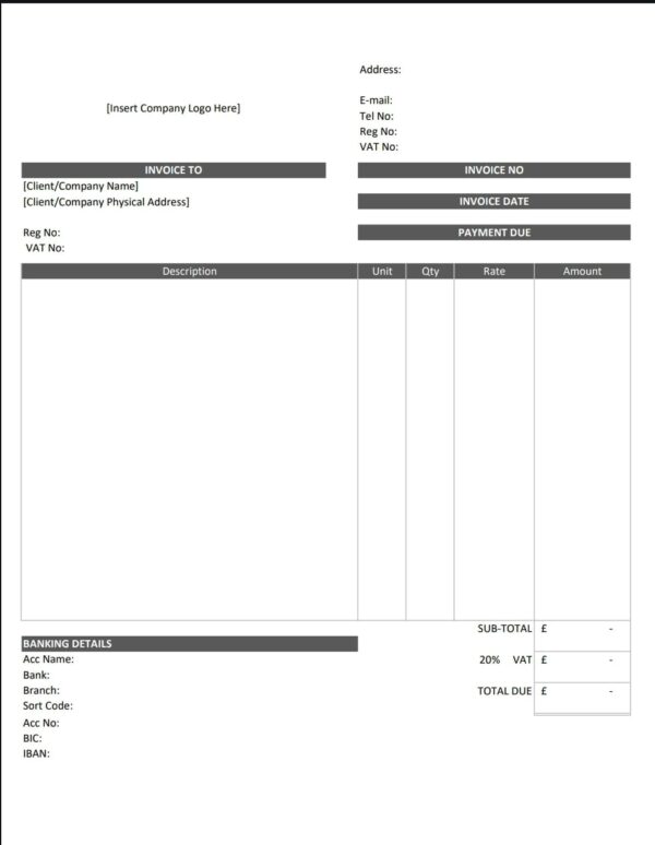 Automated Invoice Template (United Kingdom)
