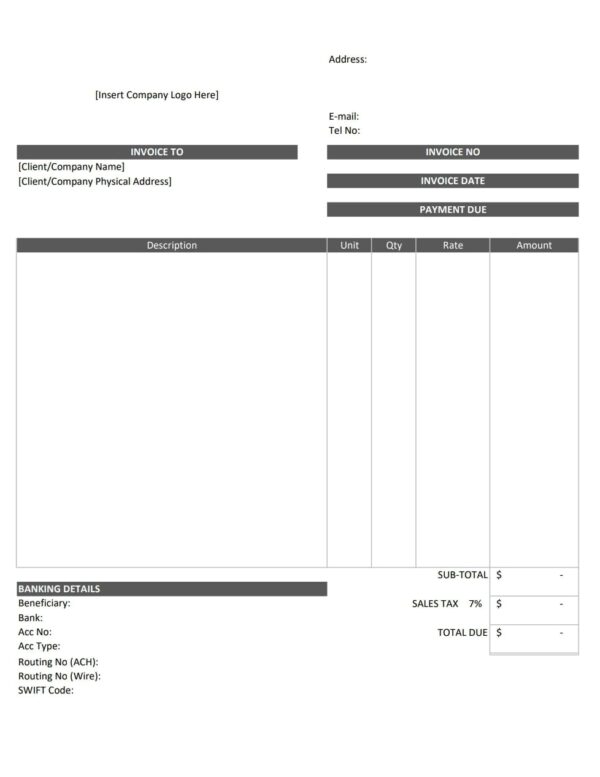 Automated Invoice Template (United States)